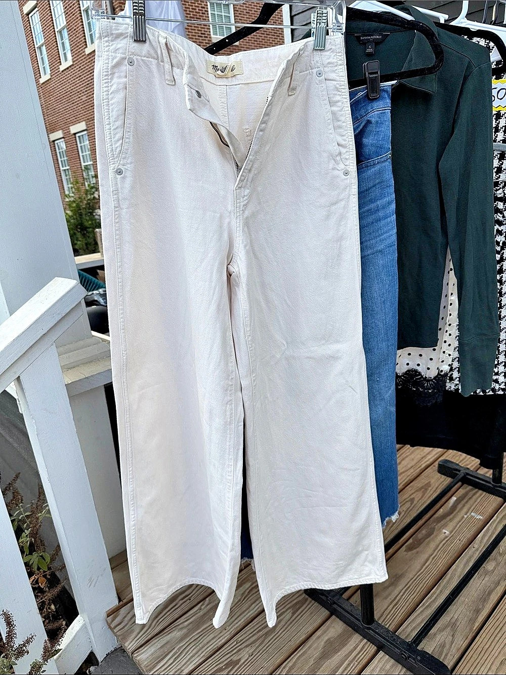 Madewell Wide Sweep Trouser Wide Leg Trousers White Waist 26